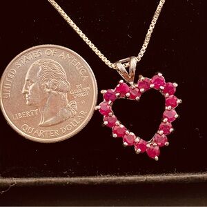 Elegant Silver and Red Heart Necklace